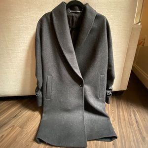 All Saints Kenzie Ruche Coat (Charcoal Grey) | RARELY WORN | XS